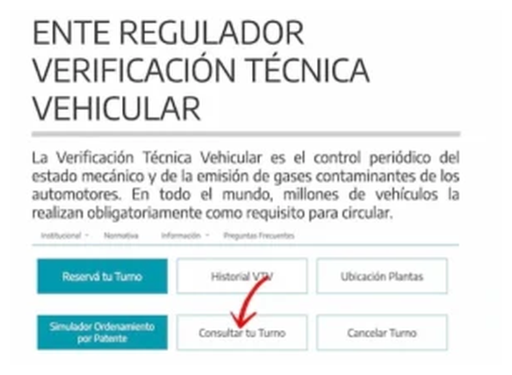 Paso 1 para consultar o cambiar el turno de la VTV en Junín