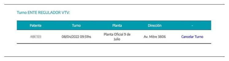 Paso 3 para consultar o cambiar el turno de la VTV en Junín